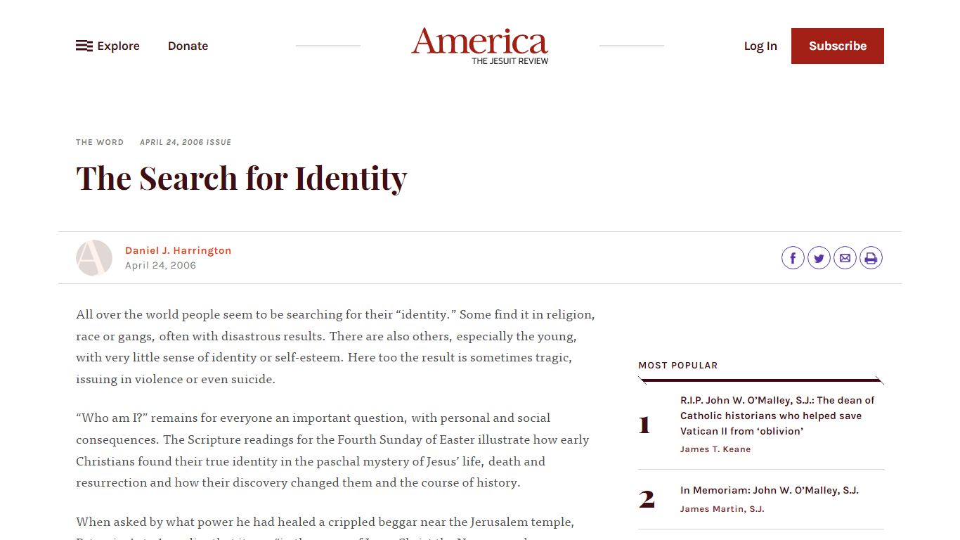 The Search for Identity | America Magazine