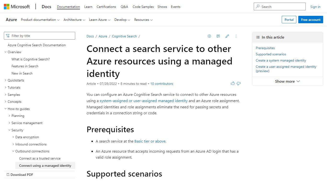 Connect using a managed identity - Azure Cognitive Search